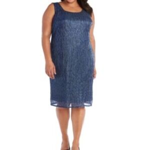 R&M Richards Sparkly Sheath Dress Party Cocktail Evening Plus Size 12